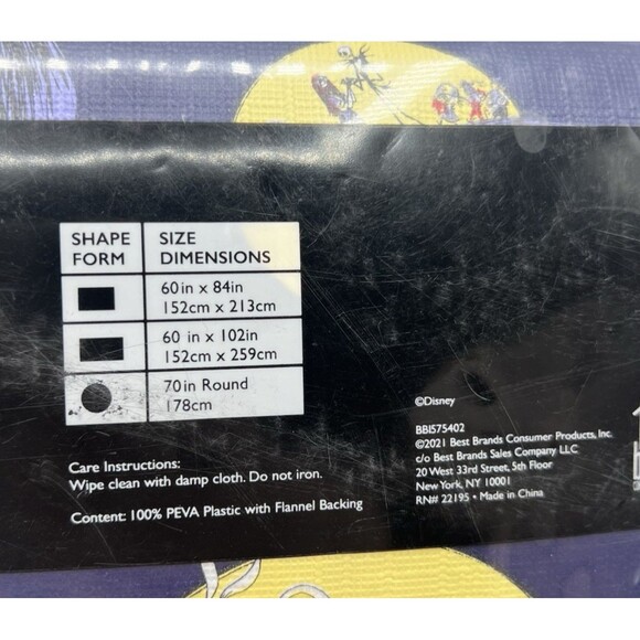 Nightmare Before Christmas Halloween Table Cloth Rectangle Flannel Back 60”x102” - Picture 3 of 6